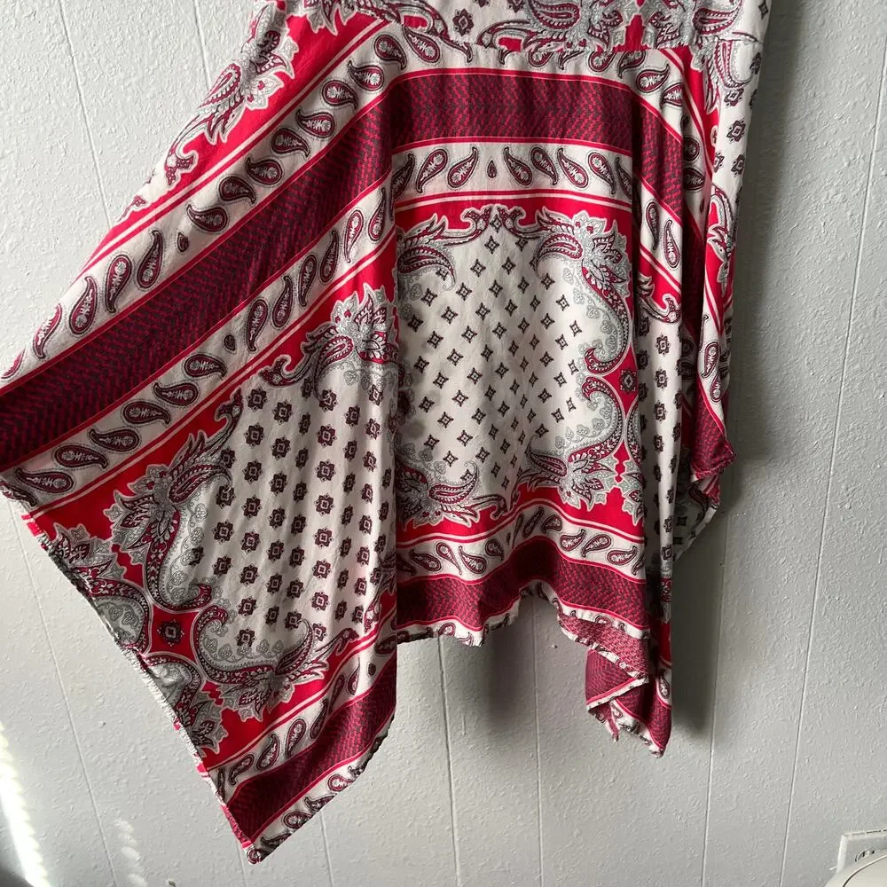 Umgee Womens Tank Dress Large Handkerchief Hem Paisley Floral Cottagecore Boho - Picture 11 of 14